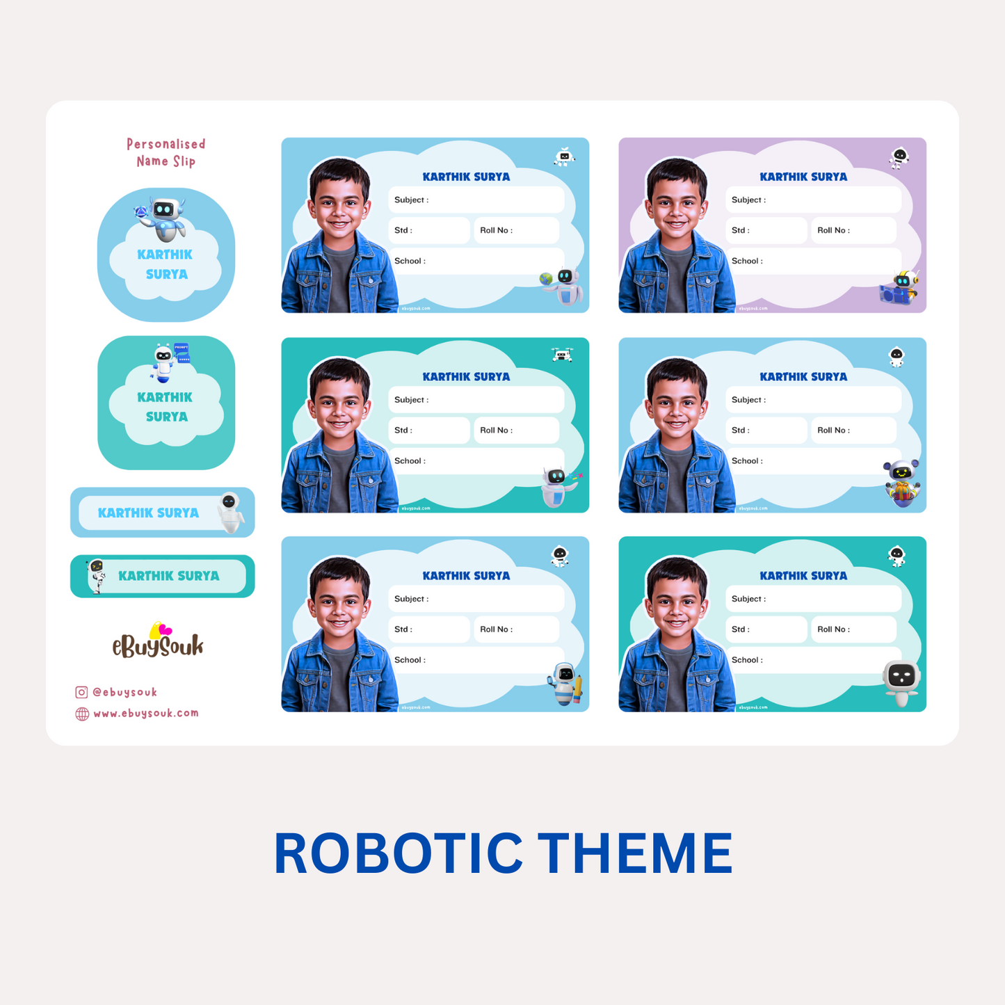 Robotic themed personalized name slips