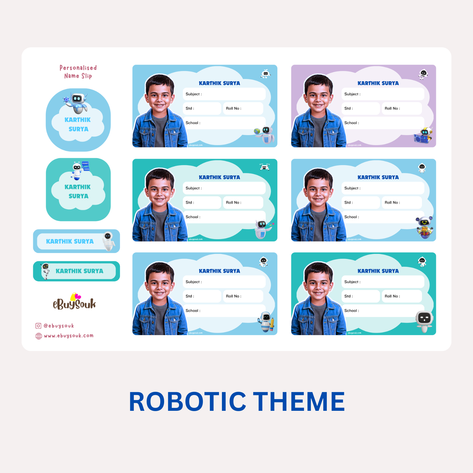 Robotic themed personalized name slips
