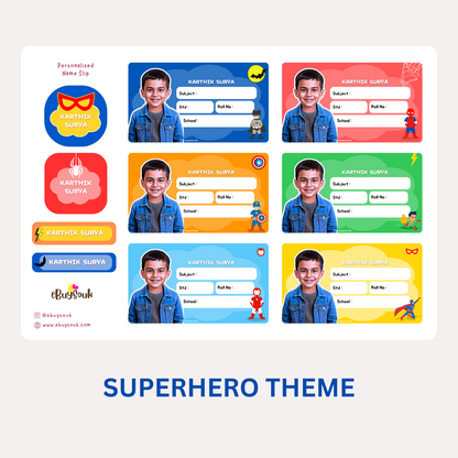 Super Hero themed personalized name slips